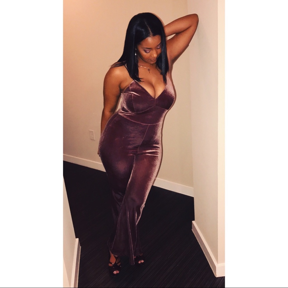 Purple Velvet Jumpsuit